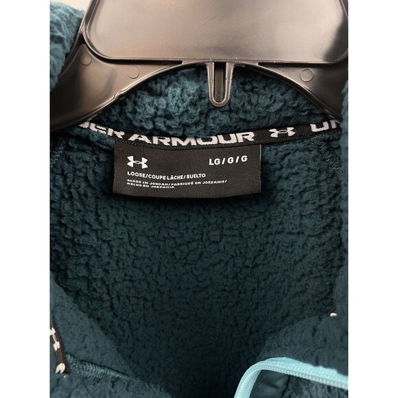 UNDER ARMOUR Women's Sherpa Fleece 1/4-Zip Teal Green Comfort Jacket Size Large - Picture 5 of 16
